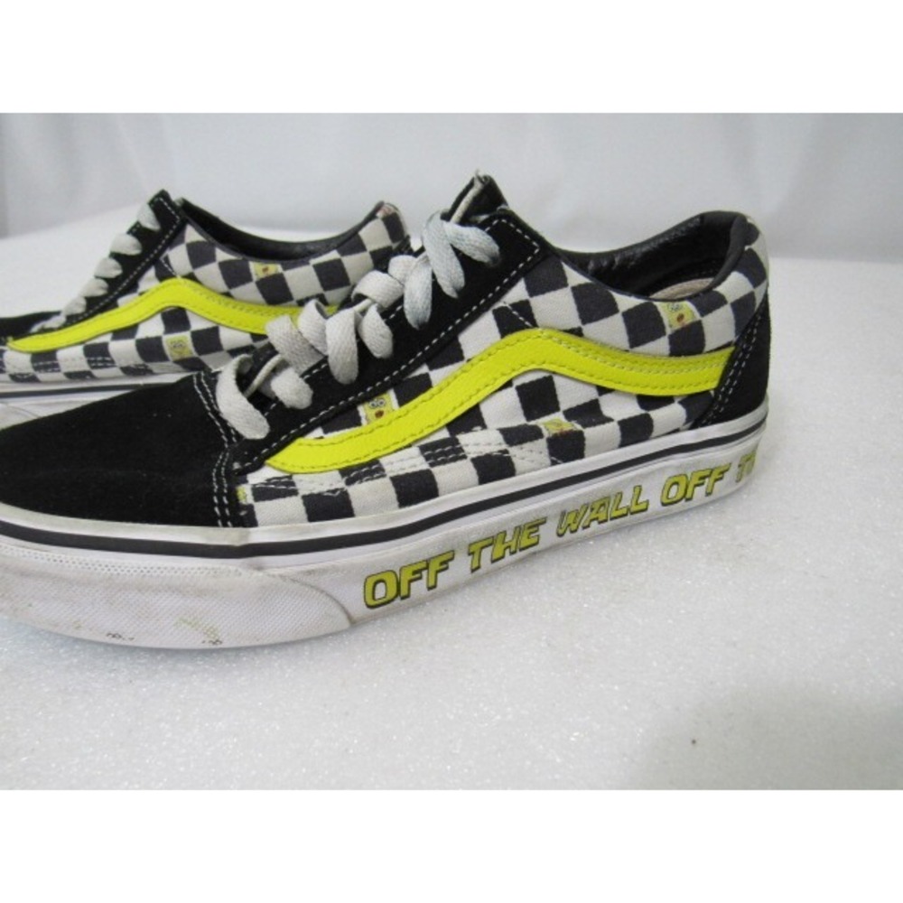 VANS Off The Wall Shoes Sponge Bob Square Pants Black Checker Sneakers Sz 7